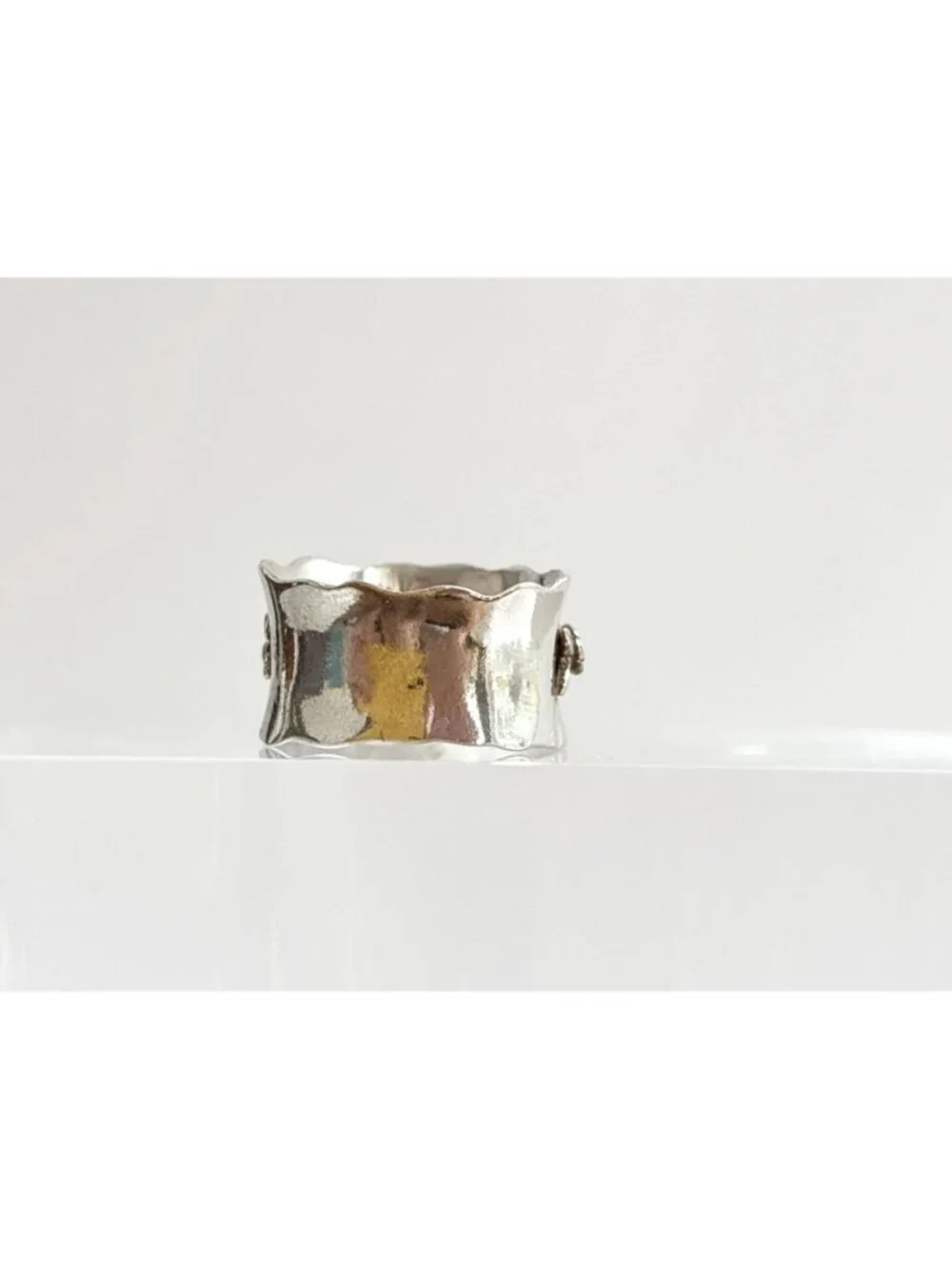 Regina Lane Rosebud Floral Lined Sterling Silver 925 Vintage Ring - sz 6.75